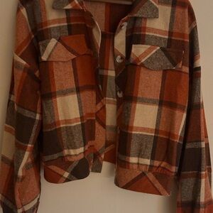 Kohl's Plaid Blazer - Brown, Orange, Cream